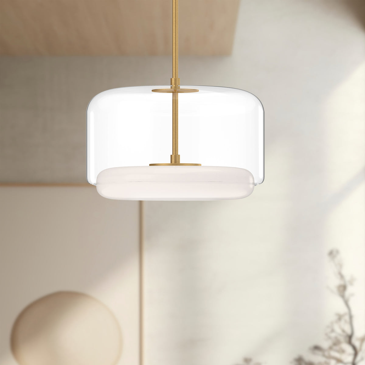Suspension Enkel Or brossé, Verre transparent, 15" – vue 2
