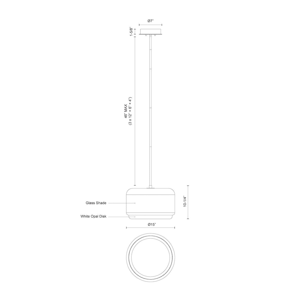 Suspension Enkel Or brossé, Verre transparent, 15" – vue 3