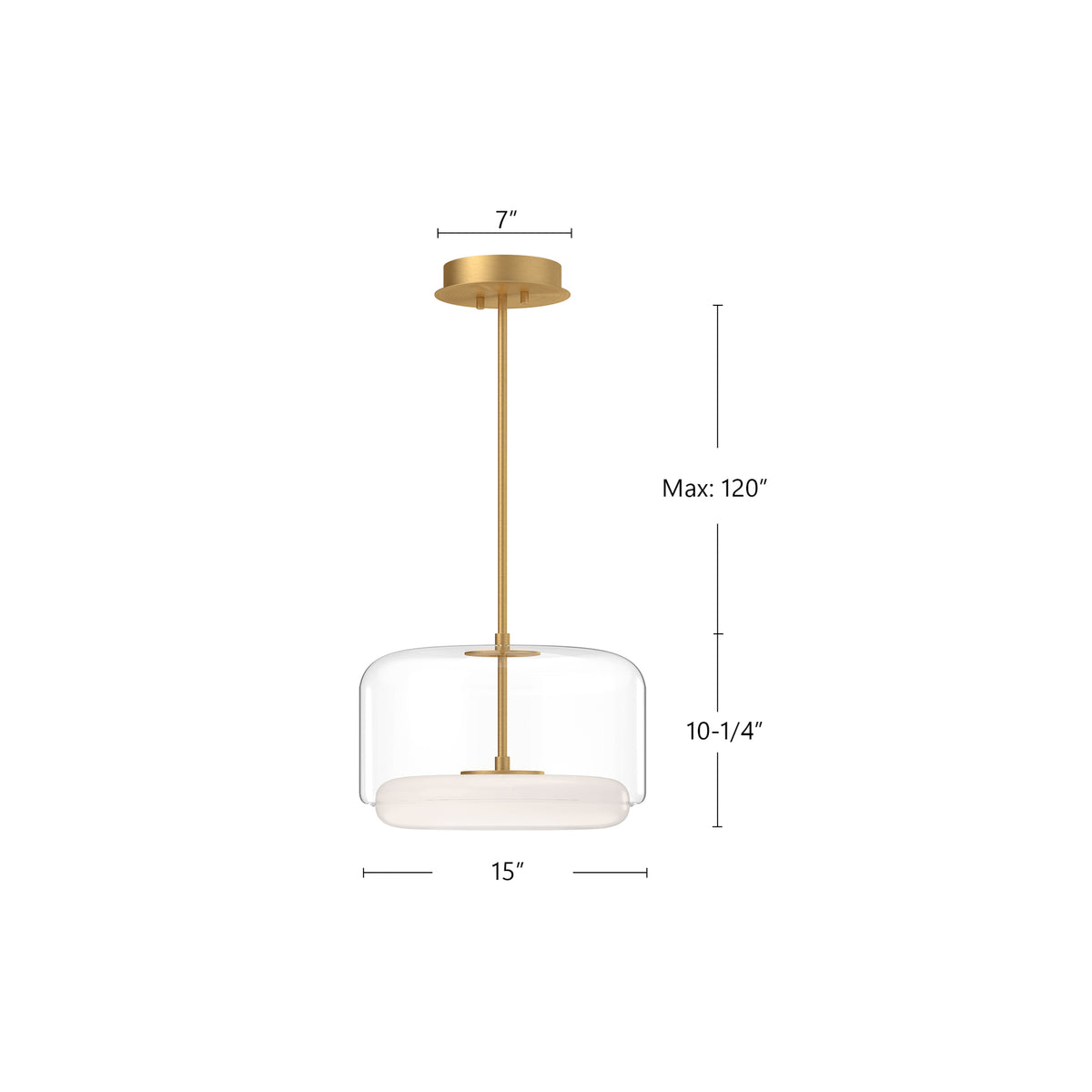 Suspension Enkel Or brossé, Verre transparent, 15" – vue 4