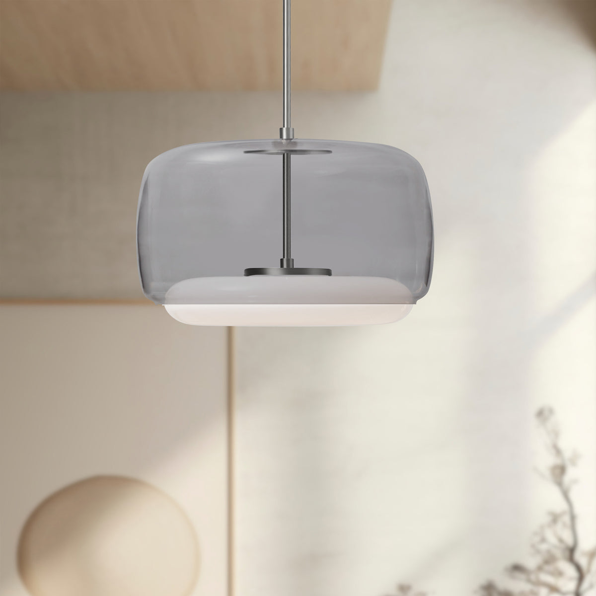 Suspension Enkel Nickel brossé, Verre fumé, 15" – vue 2