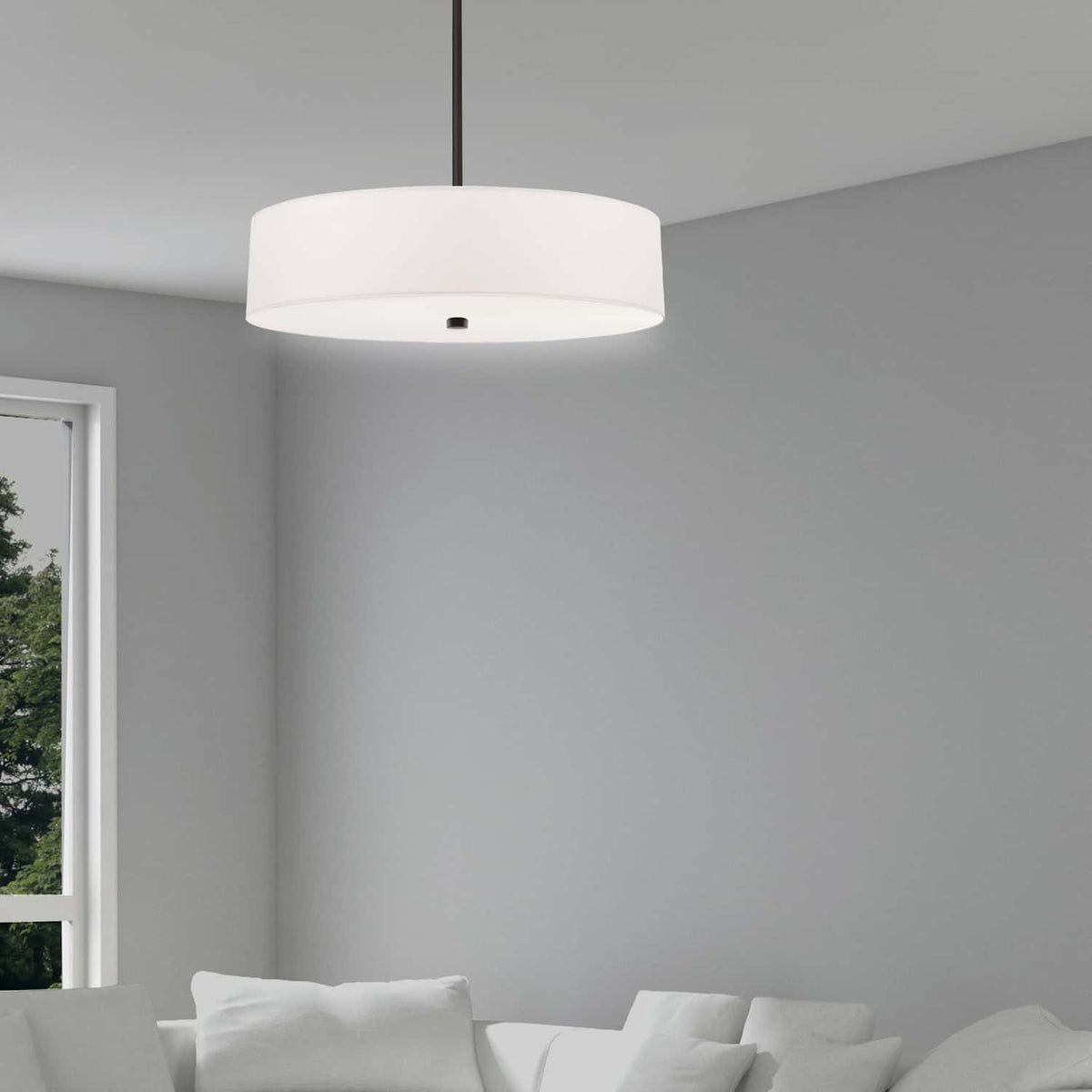 Suspension Everly Tissu, Blanc, Blanc / Noir mat – vue 3