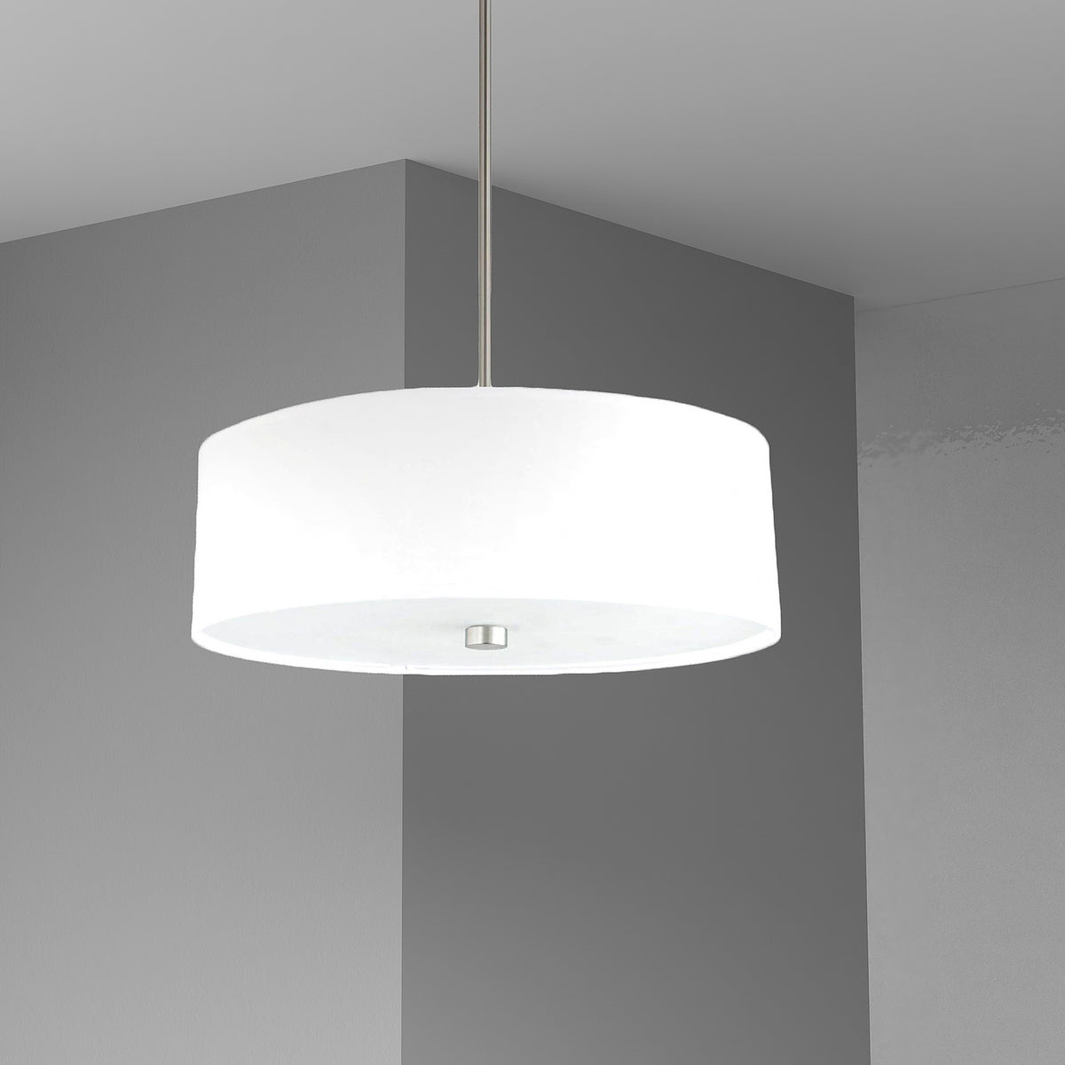 Suspension Everly Tissu, Blanc, Blanc / Chrome satiné – vue 3
