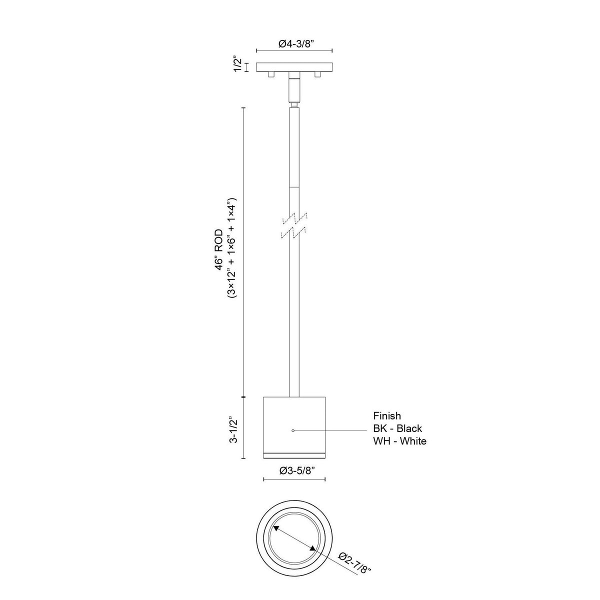 Suspension extérieure Nordic Blanc, 3 5/8", 3 1/2" – vue 2