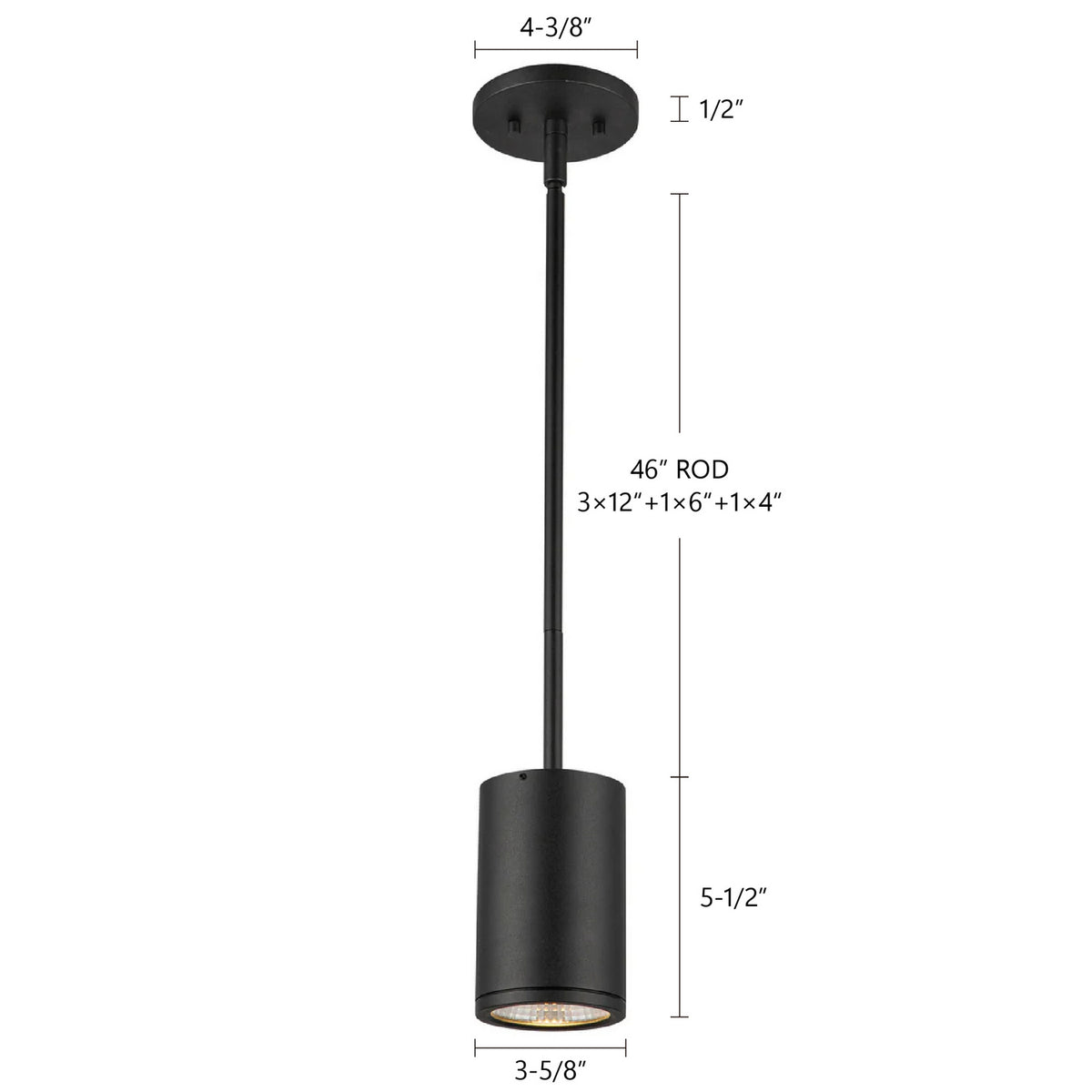 Suspension extérieure Nordic Noir, 3 5/8", 5 1/2" – vue 5