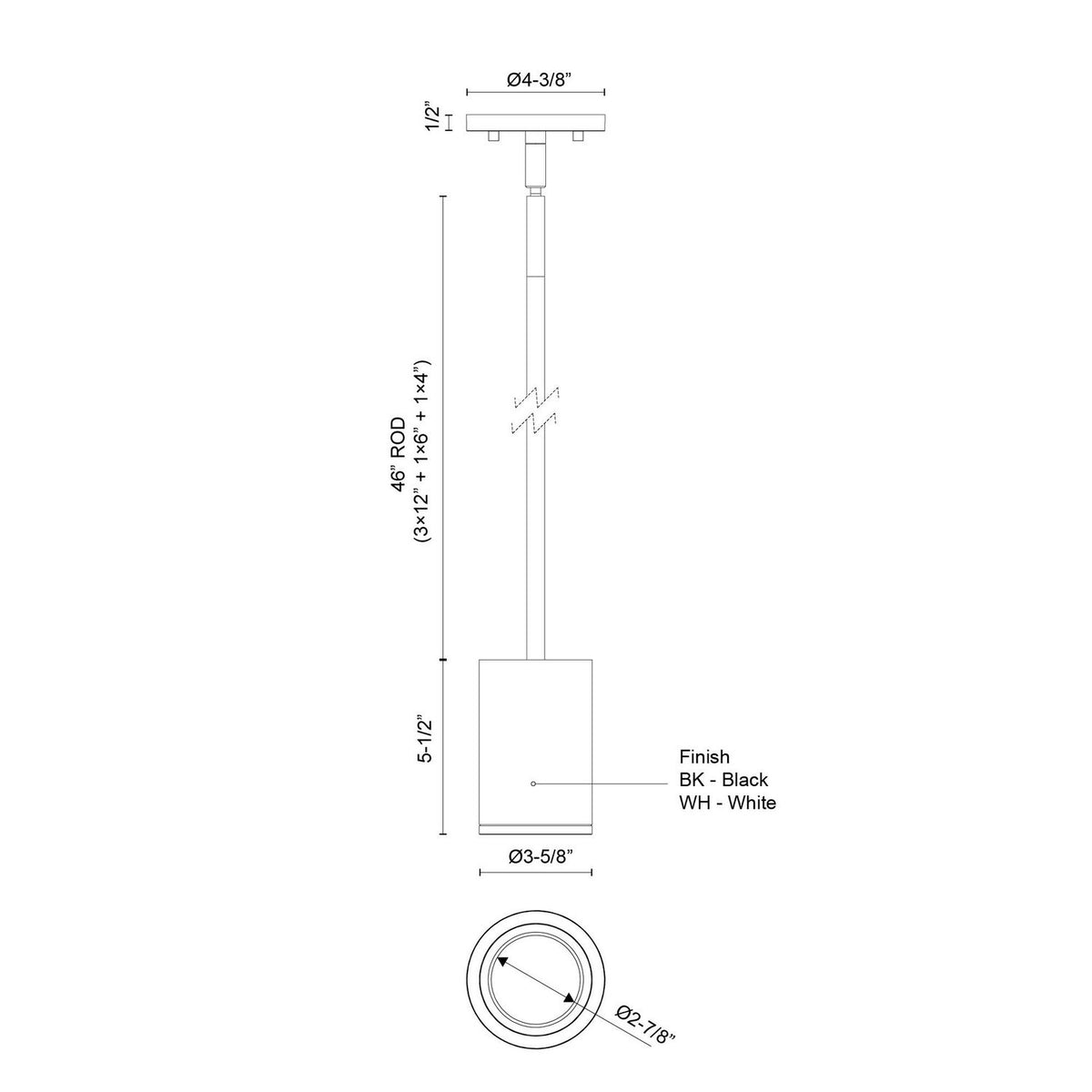 Suspension extérieure Nordic Blanc, 3 5/8", 5 1/2" – vue 2