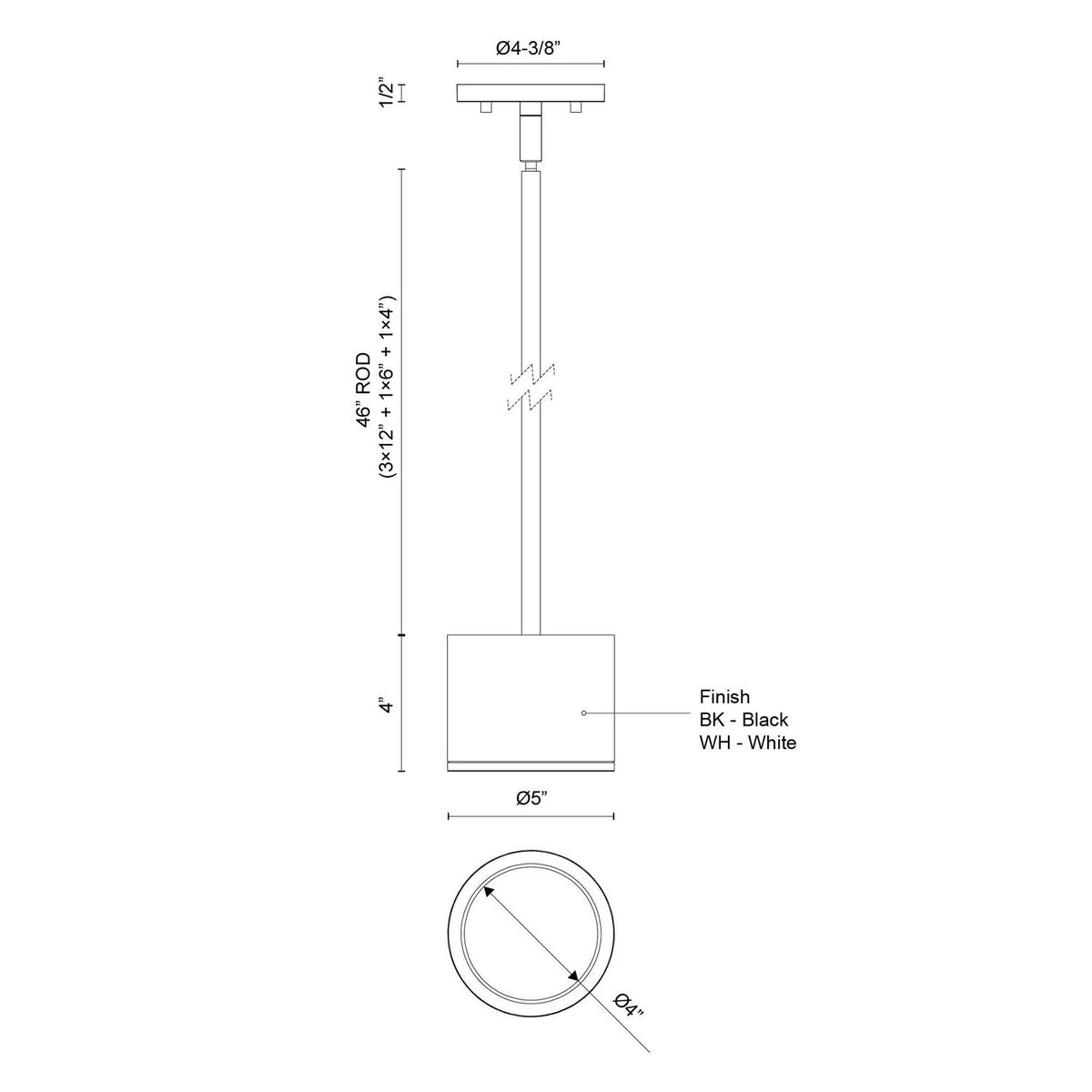 Suspension extérieure Nordic Blanc, 5", 4" – vue 2