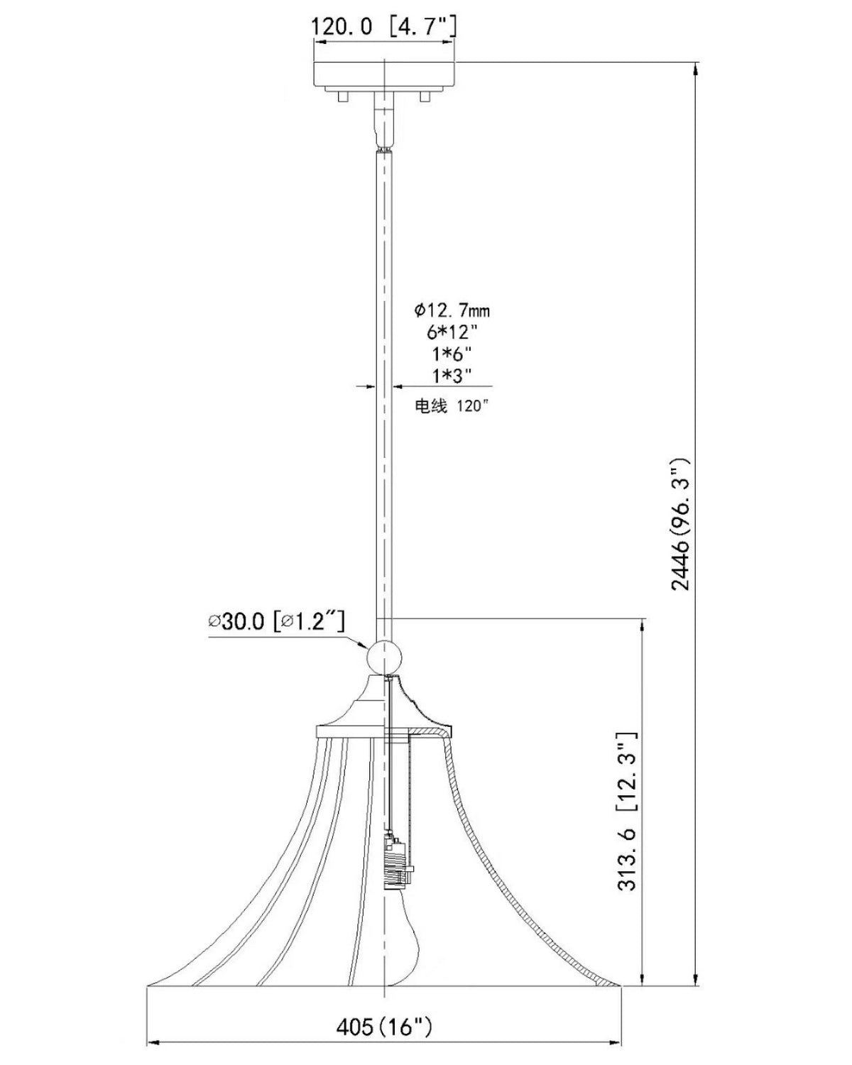 Suspension Fleur Nickel brossé, 16" – vue 6