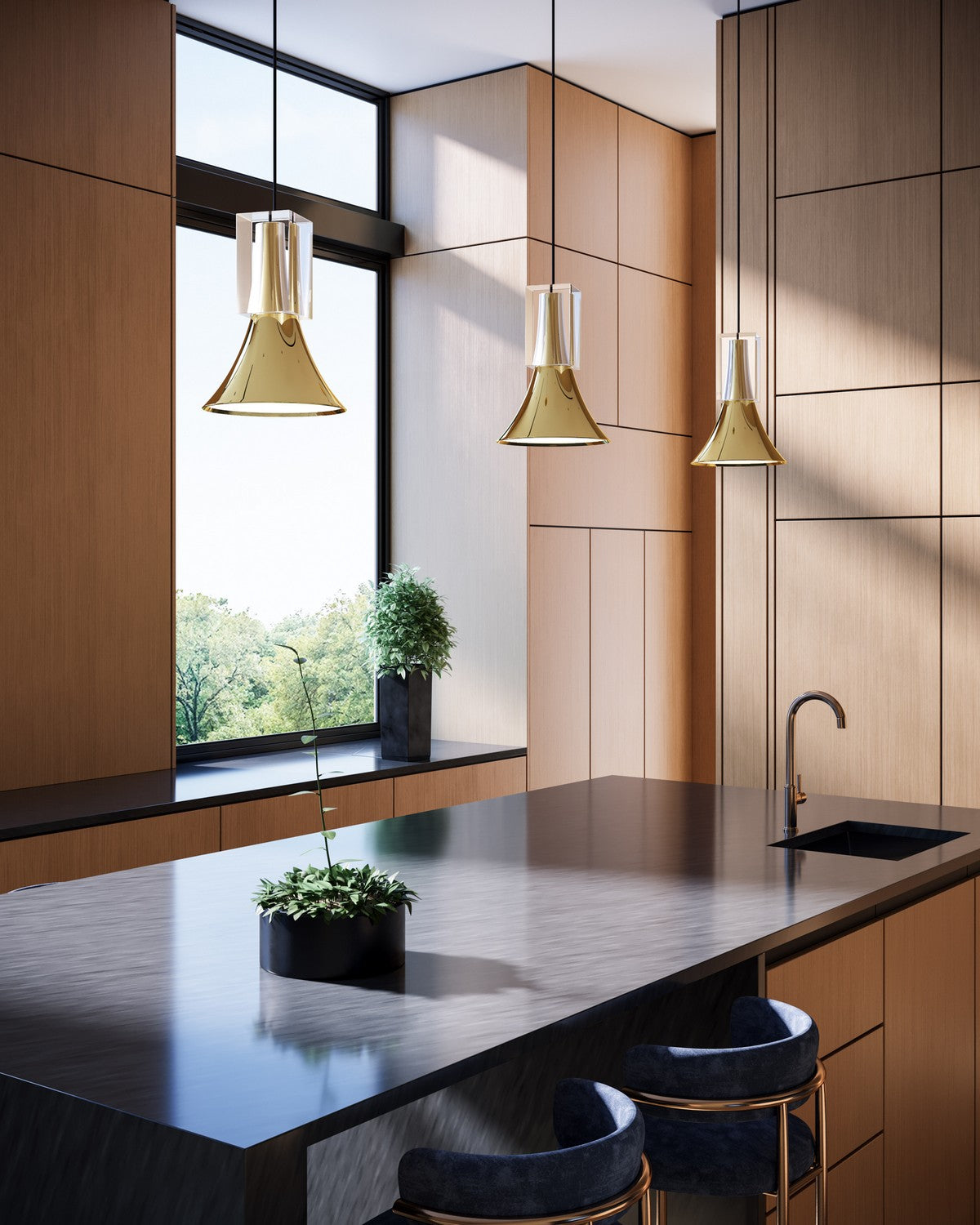Mini-suspension Floe Noir brillant / Cristal transparent – vue 6