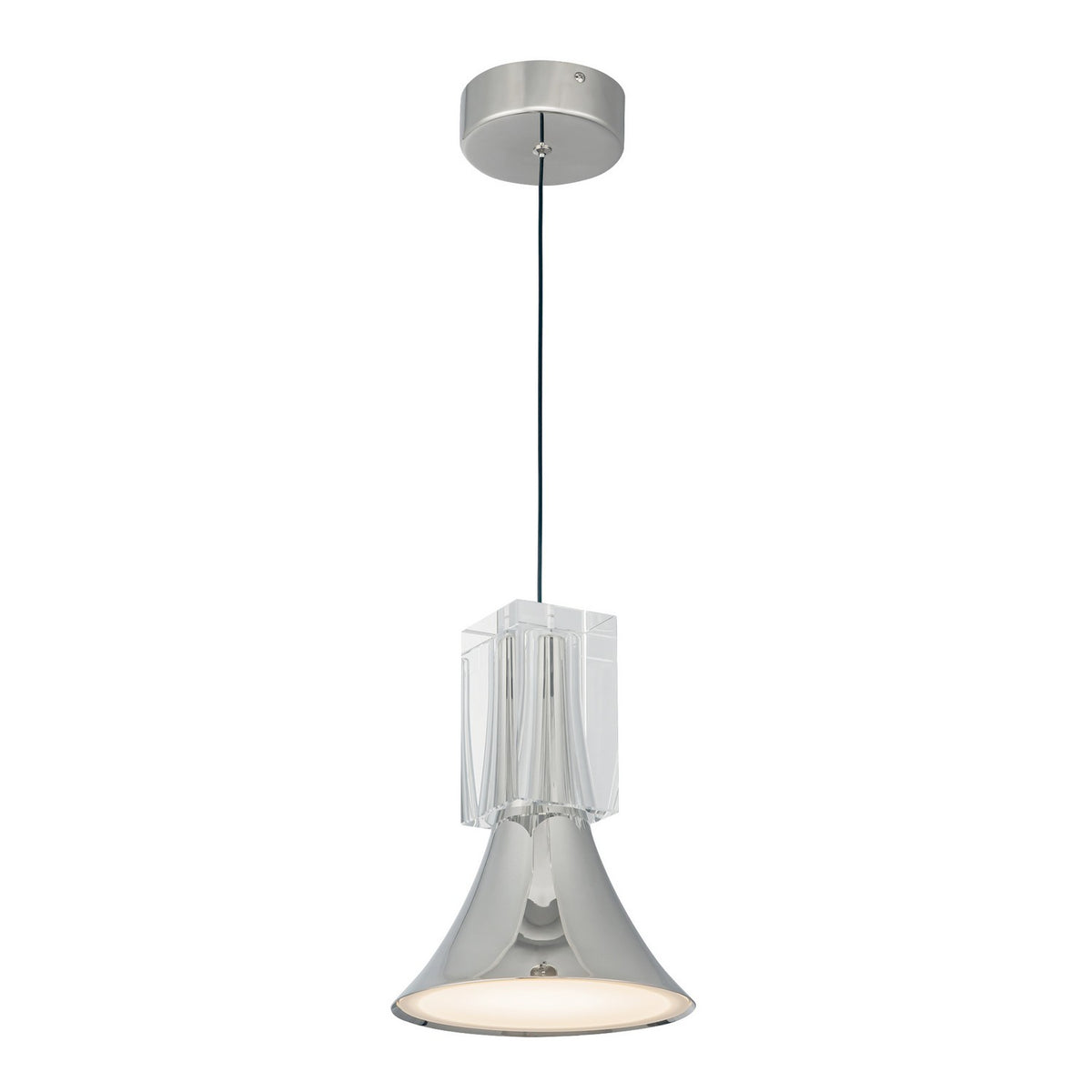 Mini-suspension Floe Nickel poli / Cristal transparent – vue 3
