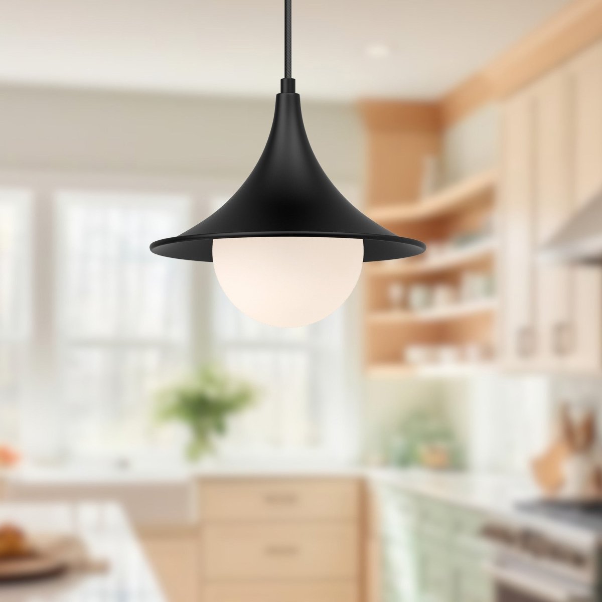 Suspension Fuji - Noir mat 9 1/2" by Alora Lighting | Luminaires & cie