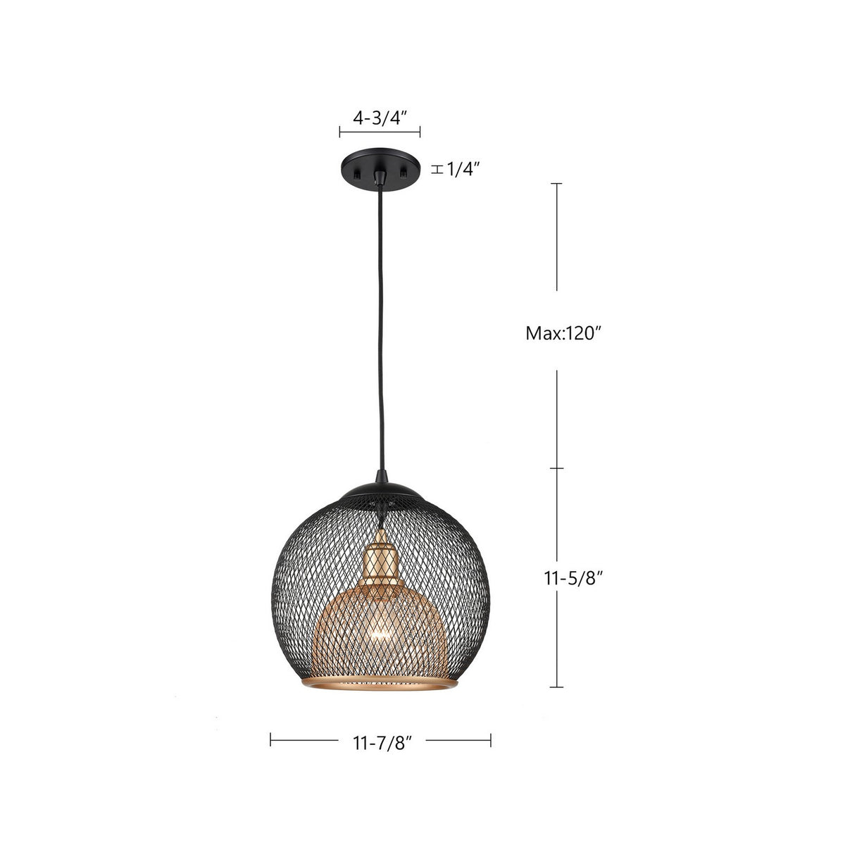 Suspension Gibraltar Noir / Or, 11 7/8" – vue 2