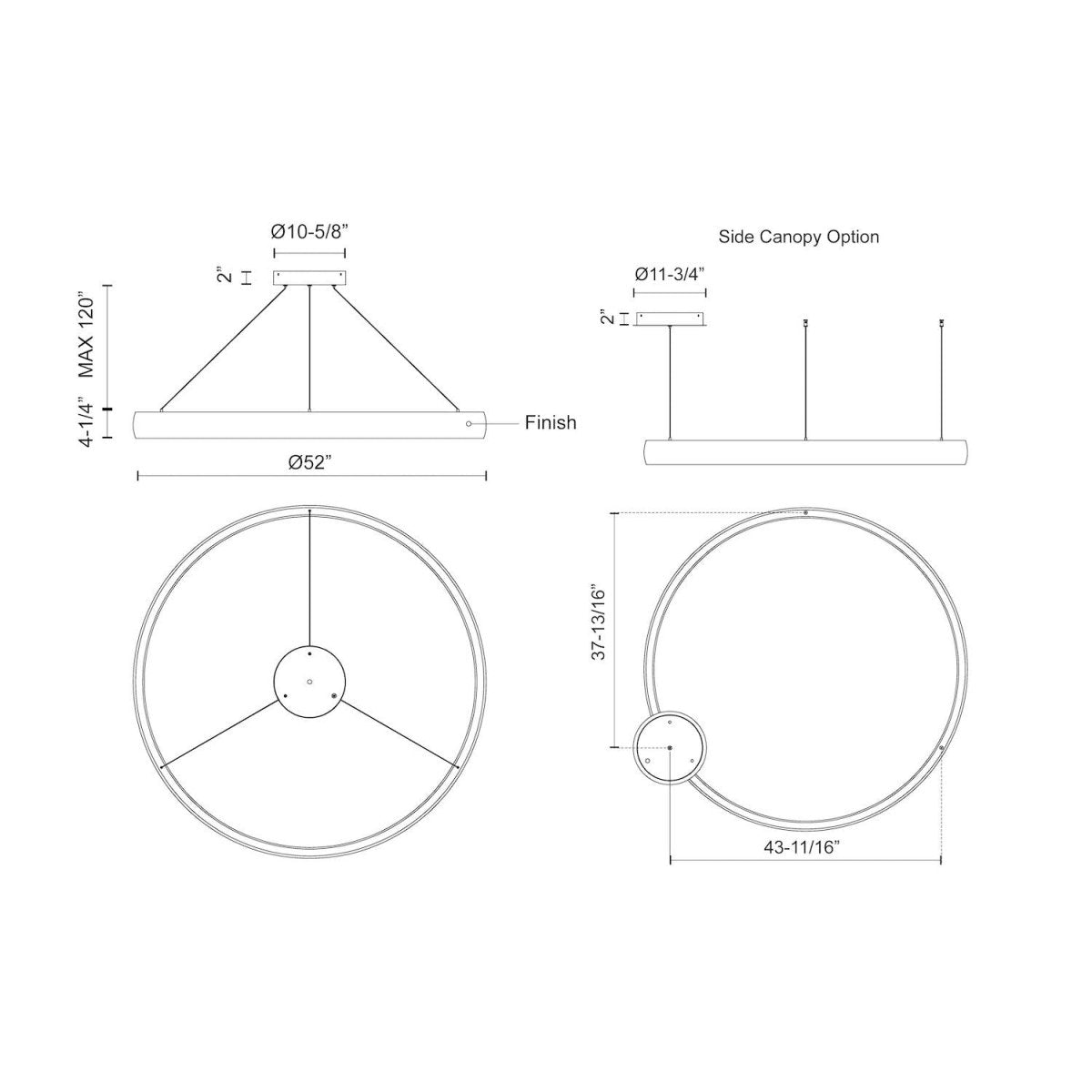 Suspension Halo - Noir 52" by Kuzco Lighting | Luminaires & cie