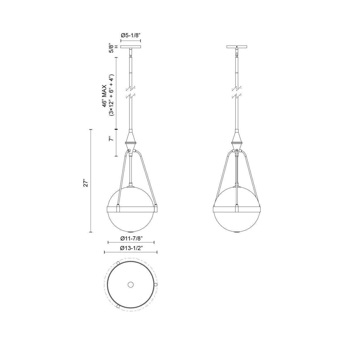Suspension Harmony - Or brossé Verre d'opale brillant 13 1/2" by Alora Lighting | Luminaires & cie