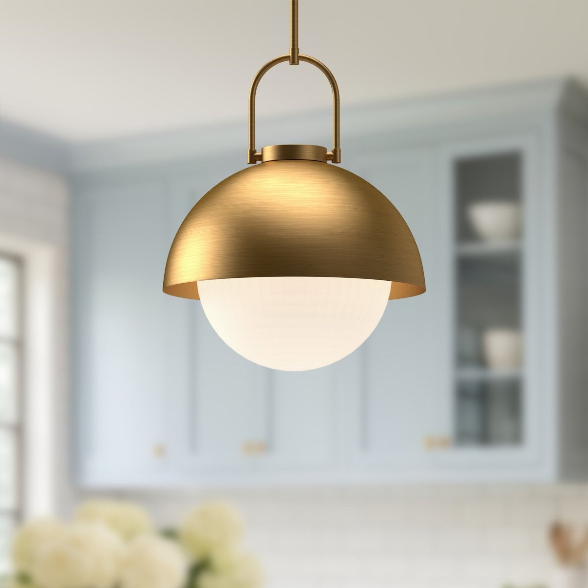 Suspension Harper - Or vieilli Verre d'opale by Alora Lighting | Luminaires & cie