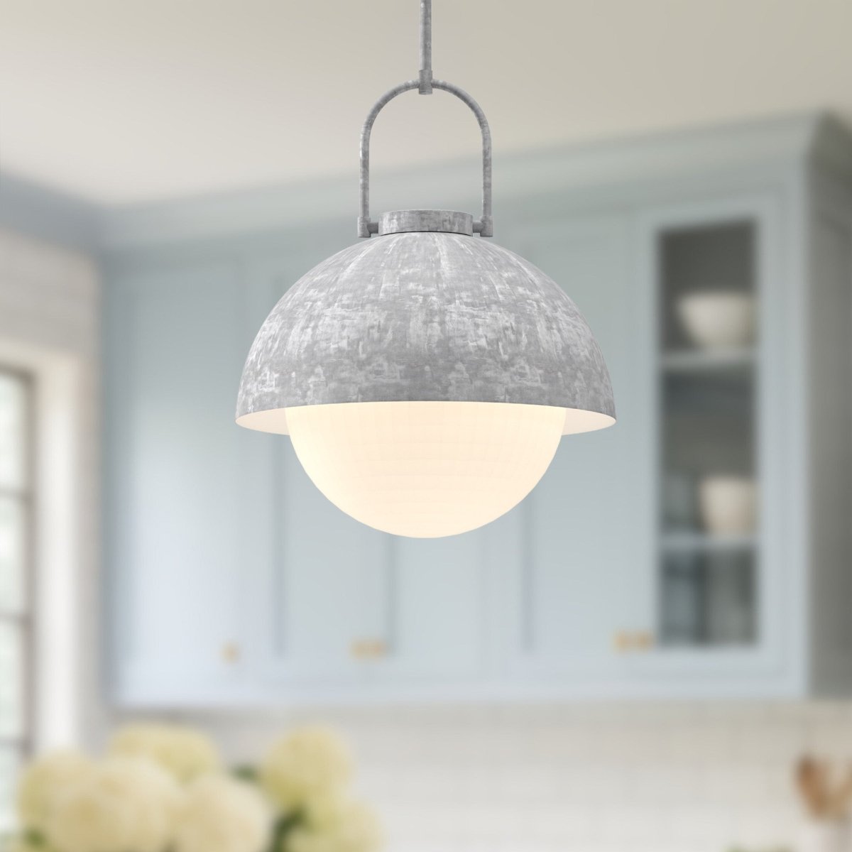 Suspension Harper - Acier Verre d'opale by Alora Lighting | Luminaires & cie