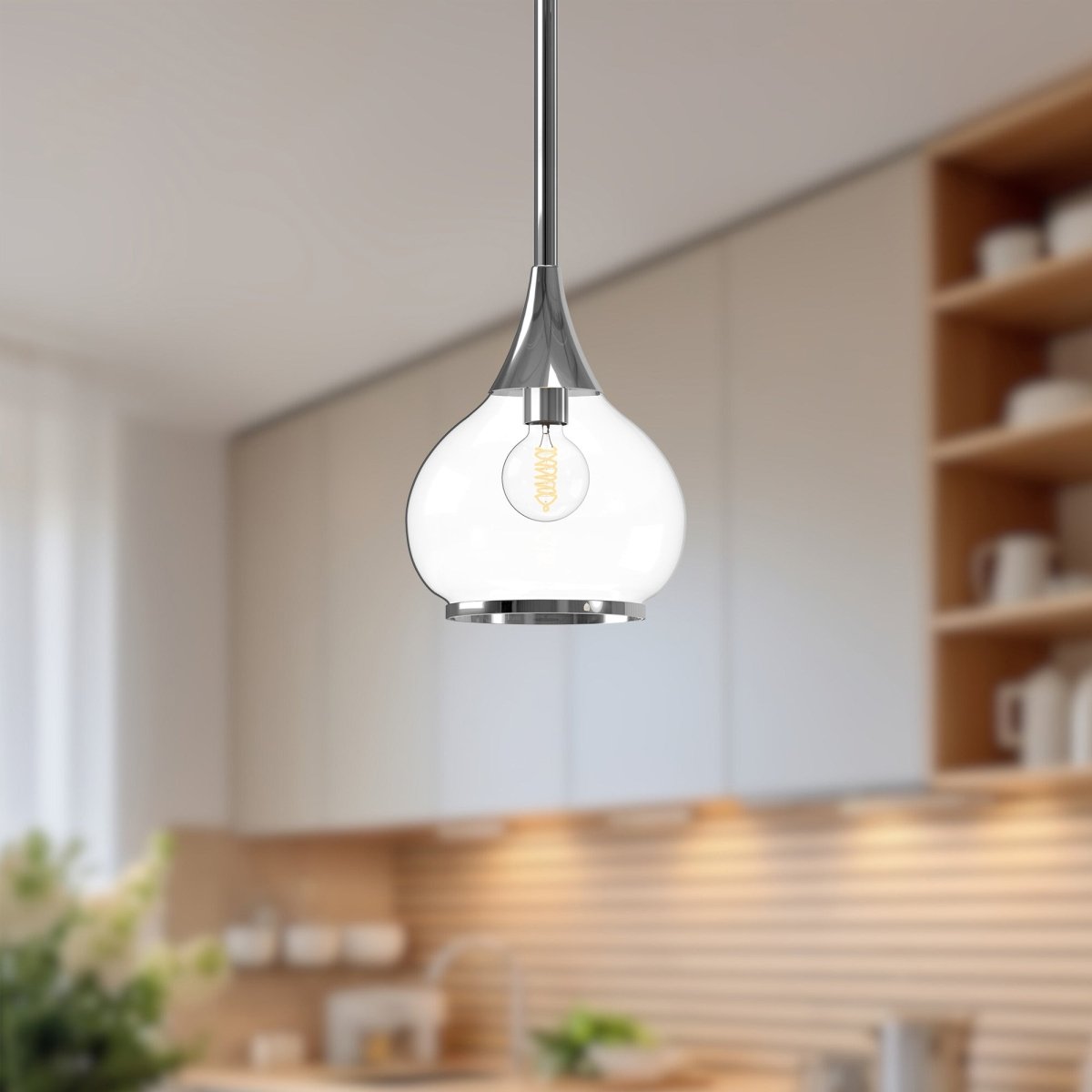 Suspension Hazel - Chrome Verre clair 6 5/8" by Alora Lighting | Luminaires & cie