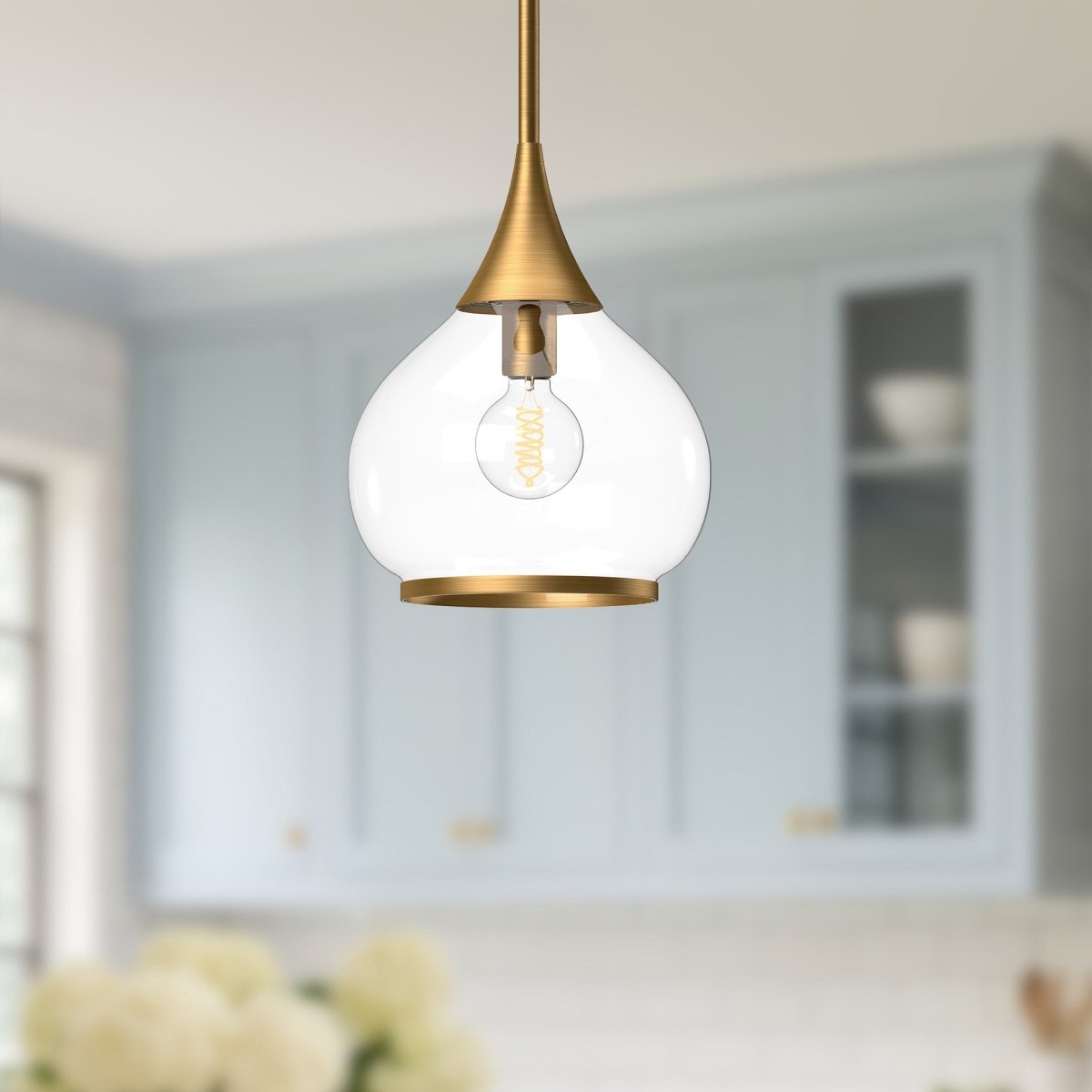 Suspension Hazel - Or vieilli Verre clair 10 1/8" by Alora Lighting | Luminaires & cie