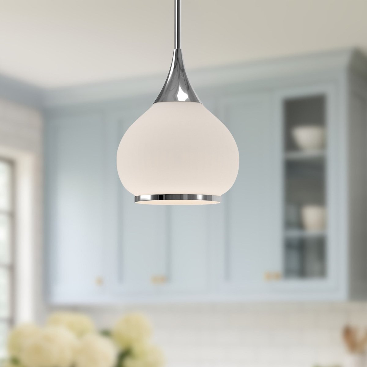 Suspension Hazel - Chrome Verre opal 10 1/8" by Alora Lighting | Luminaires & cie