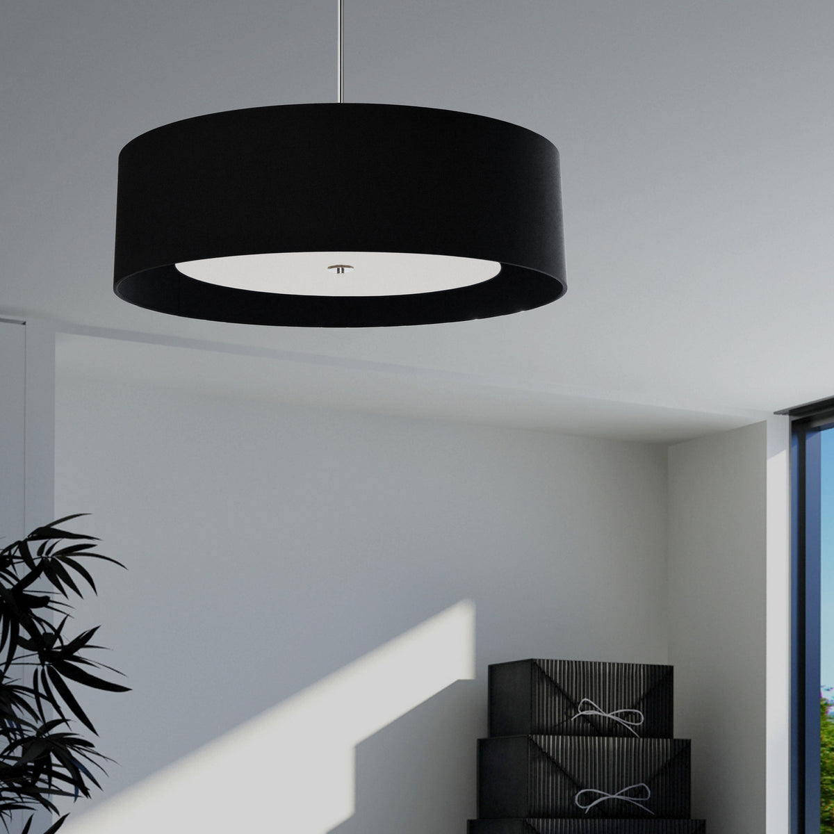 Lustre Helena Noir / Chrome poli – vue 3