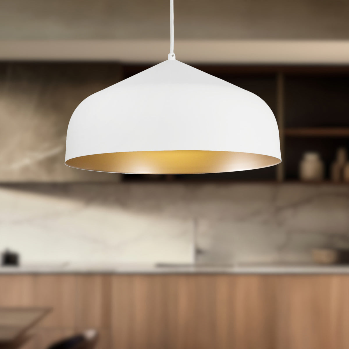 Suspension Helena Blanc / Or, Diffuseur blanc acrylique – vue 3