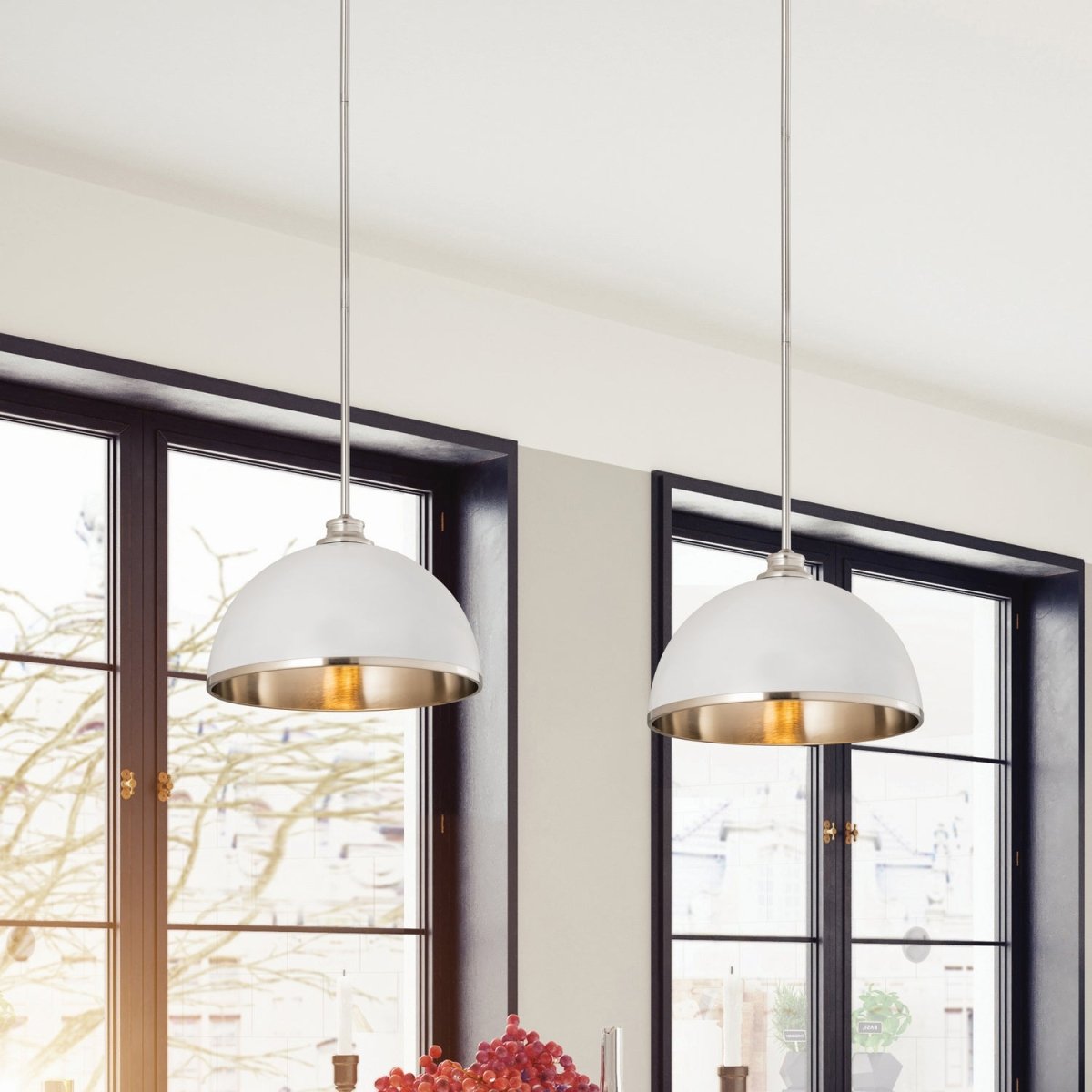 Suspension Landry - Blanc mat + Laiton bruni 20" by Z-Lite | Luminaires & cie