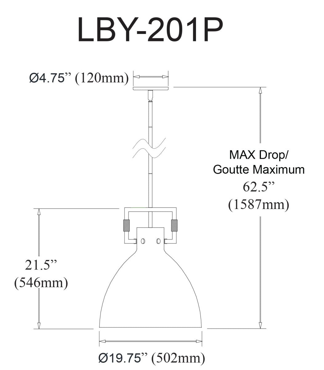 Suspension Liberty - Noir mat Blanc mat 19 3/4" by Dainolite | Luminaires & cie