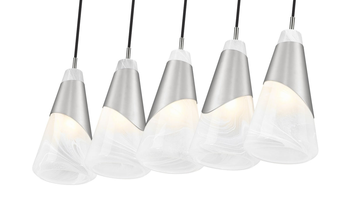 Suspension linéaire Aimie Nickel brossé, 6", nombre ampoules 5 – vue 4