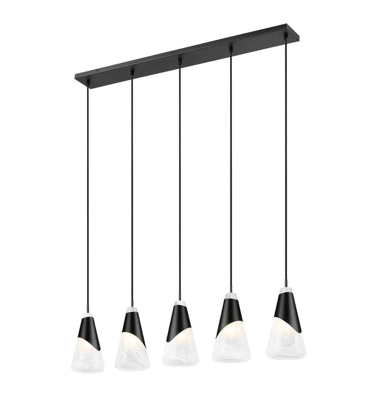 Suspension linéaire Aimie Noir mat, 6", nombre ampoules 5 – vue 2
