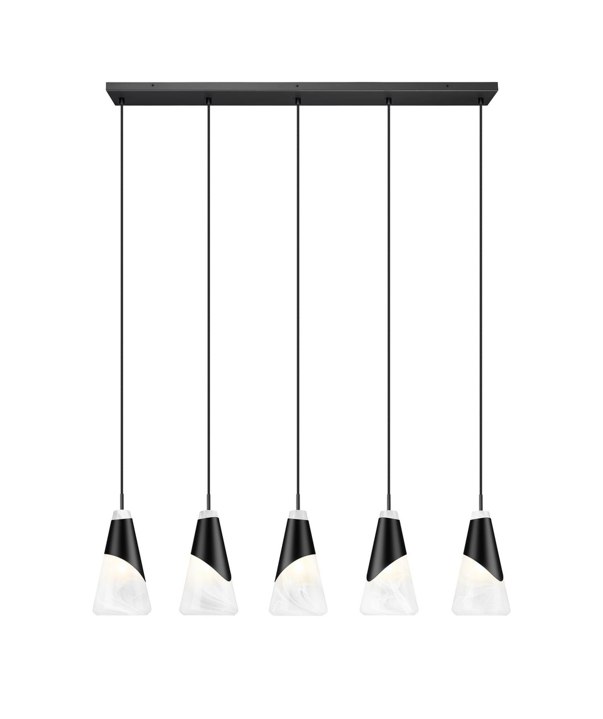 Suspension linéaire Aimie Noir mat, 6", nombre ampoules 5 – vue 3