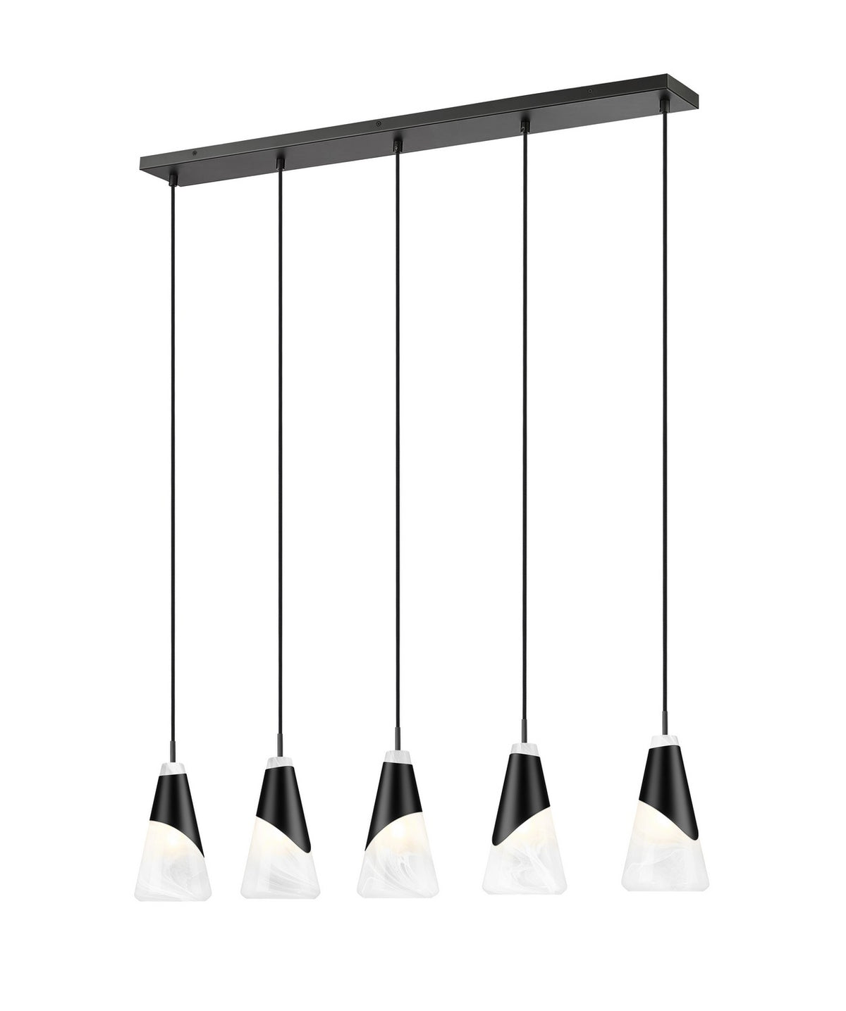 Suspension linéaire Aimie Noir mat, 6", nombre ampoules 5 – Z-Lite