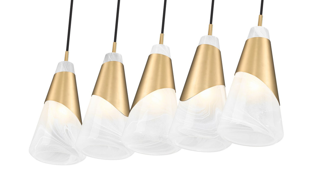 Suspension linéaire Aimie Or moderne, 6", nombre ampoules 5 – vue 4