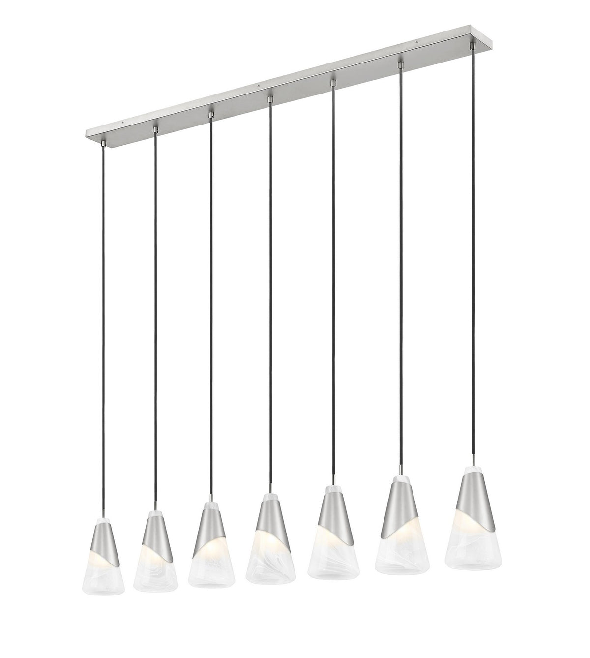 Suspension linéaire Aimie Nickel brossé, 6", nombre ampoules 7 – vue 2