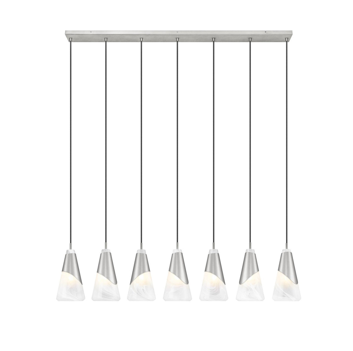 Suspension linéaire Aimie Nickel brossé, 6", nombre ampoules 7 – vue 7