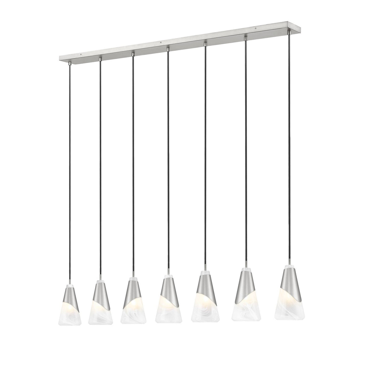 Suspension linéaire Aimie Nickel brossé, 6", nombre ampoules 7 – Z-Lite