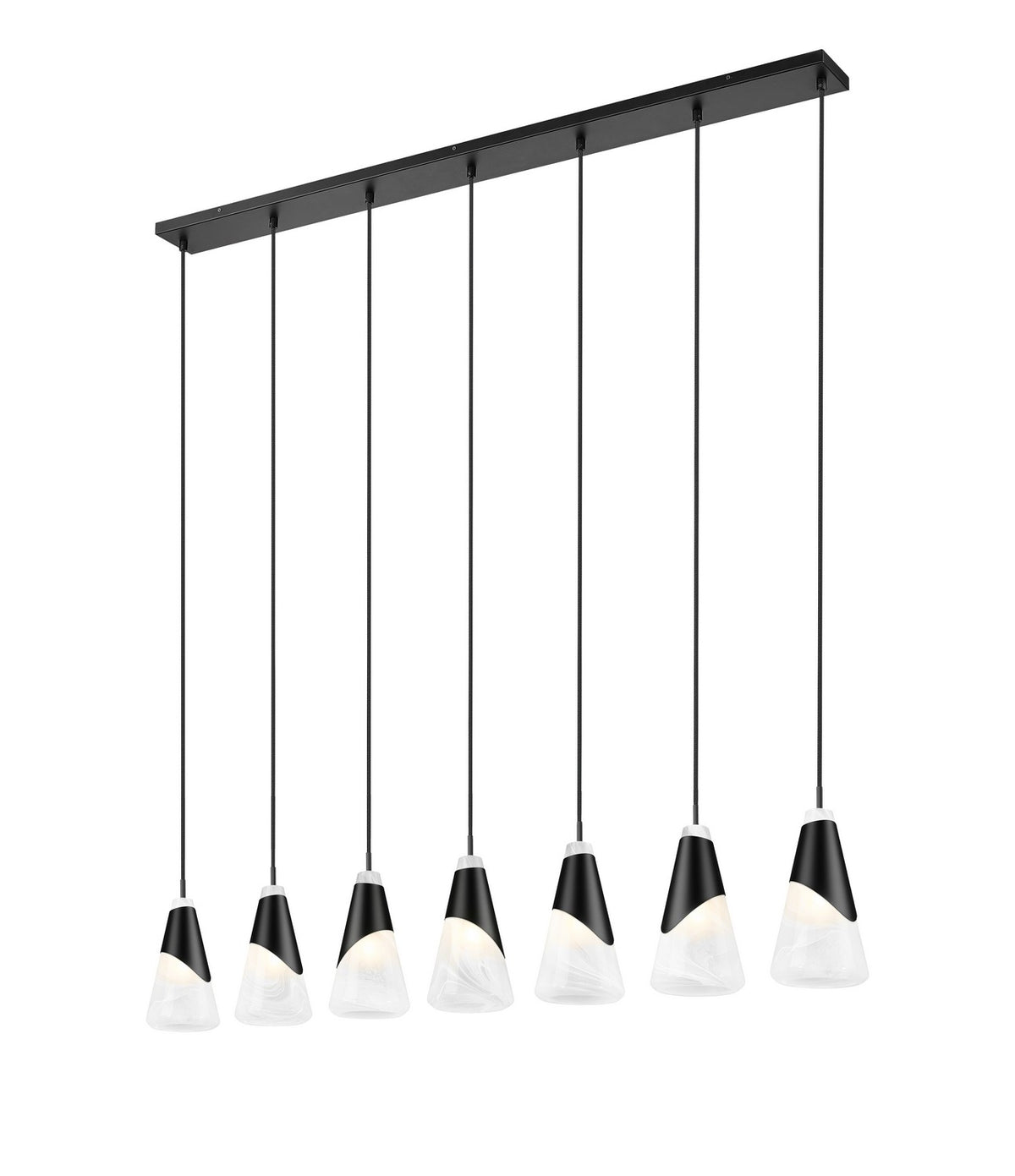 Suspension linéaire Aimie Noir mat, 6", nombre ampoules 7 – vue 2