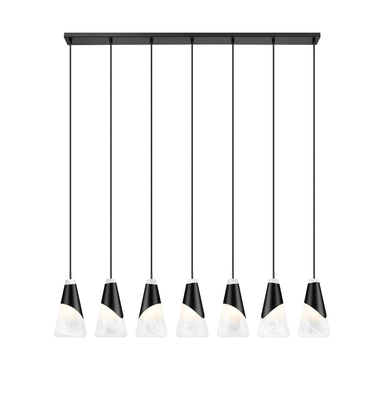 Suspension linéaire Aimie Noir mat, 6", nombre ampoules 7 – vue 3