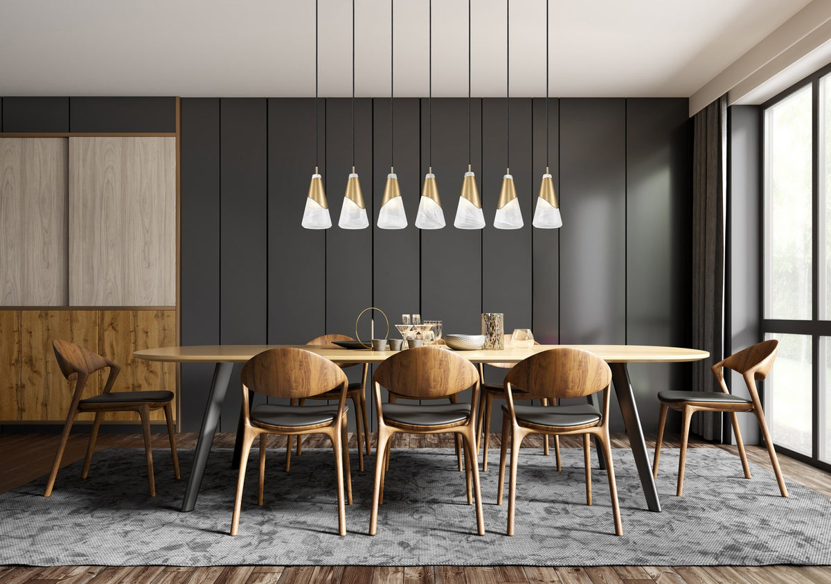 Suspension linéaire Aimie Or moderne, 6", nombre ampoules 7 – vue 7