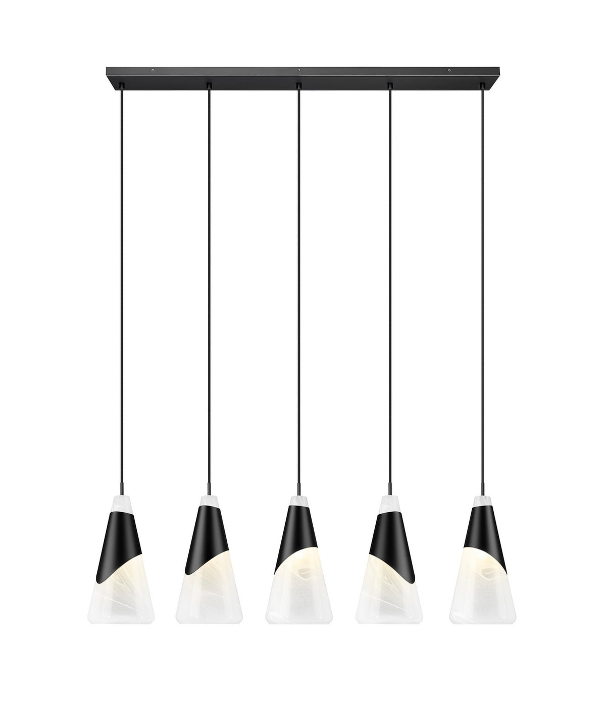 Suspension linéaire Aimie Noir mat, 7", nombre ampoules 5 – vue 3