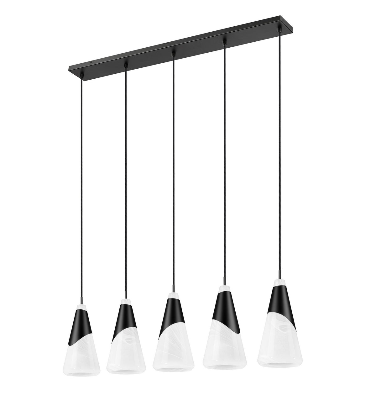 Suspension linéaire Aimie Noir mat, 7", nombre ampoules 5 – vue 5