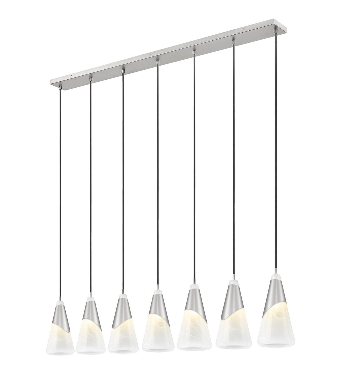 Suspension linéaire Aimie Nickel brossé, 7", nombre ampoules 7 – vue 2