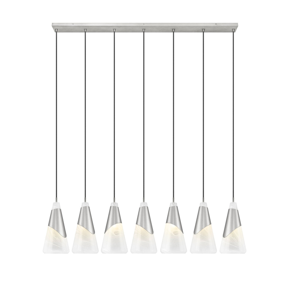 Suspension linéaire Aimie Nickel brossé, 7", nombre ampoules 7 – vue 3