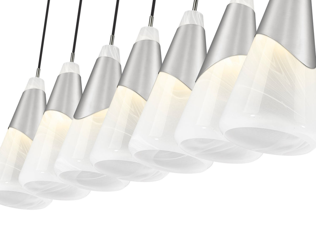 Suspension linéaire Aimie Nickel brossé, 7", nombre ampoules 7 – vue 4