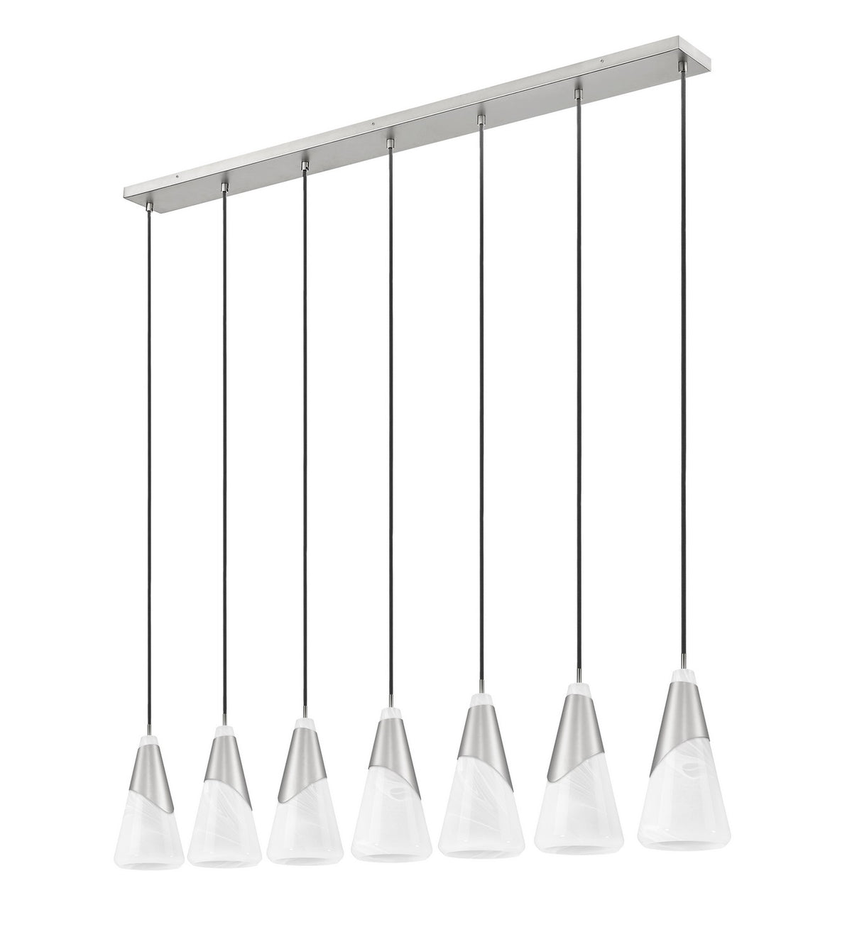 Suspension linéaire Aimie Nickel brossé, 7", nombre ampoules 7 – vue 5