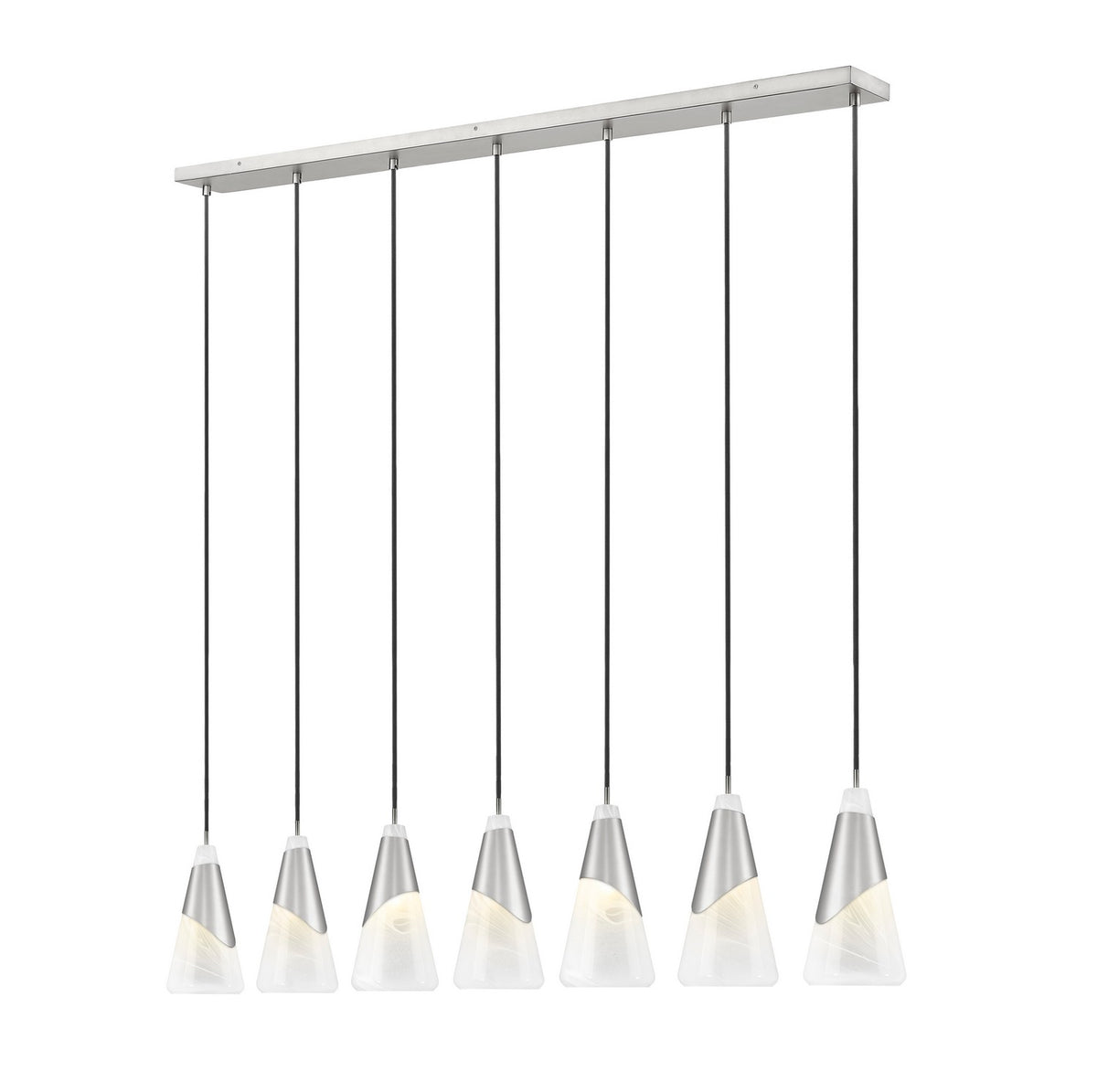 Suspension linéaire Aimie Nickel brossé, 7", nombre ampoules 7 – Z-Lite
