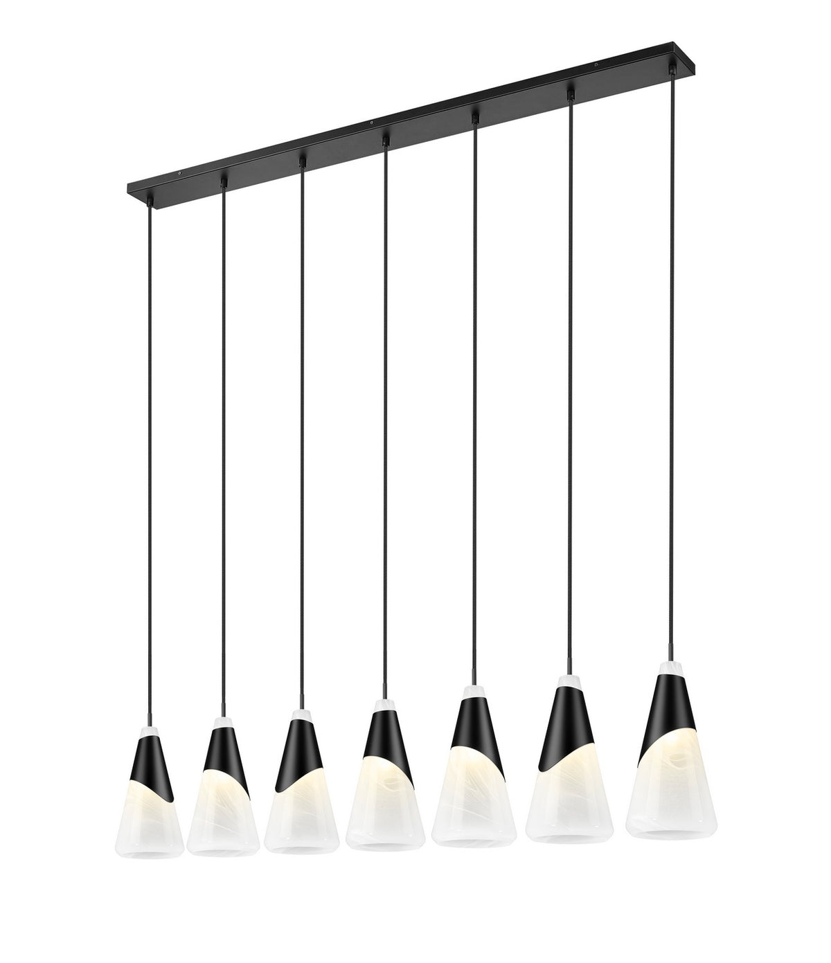 Suspension linéaire Aimie Noir mat, 7", nombre ampoules 7 – vue 2