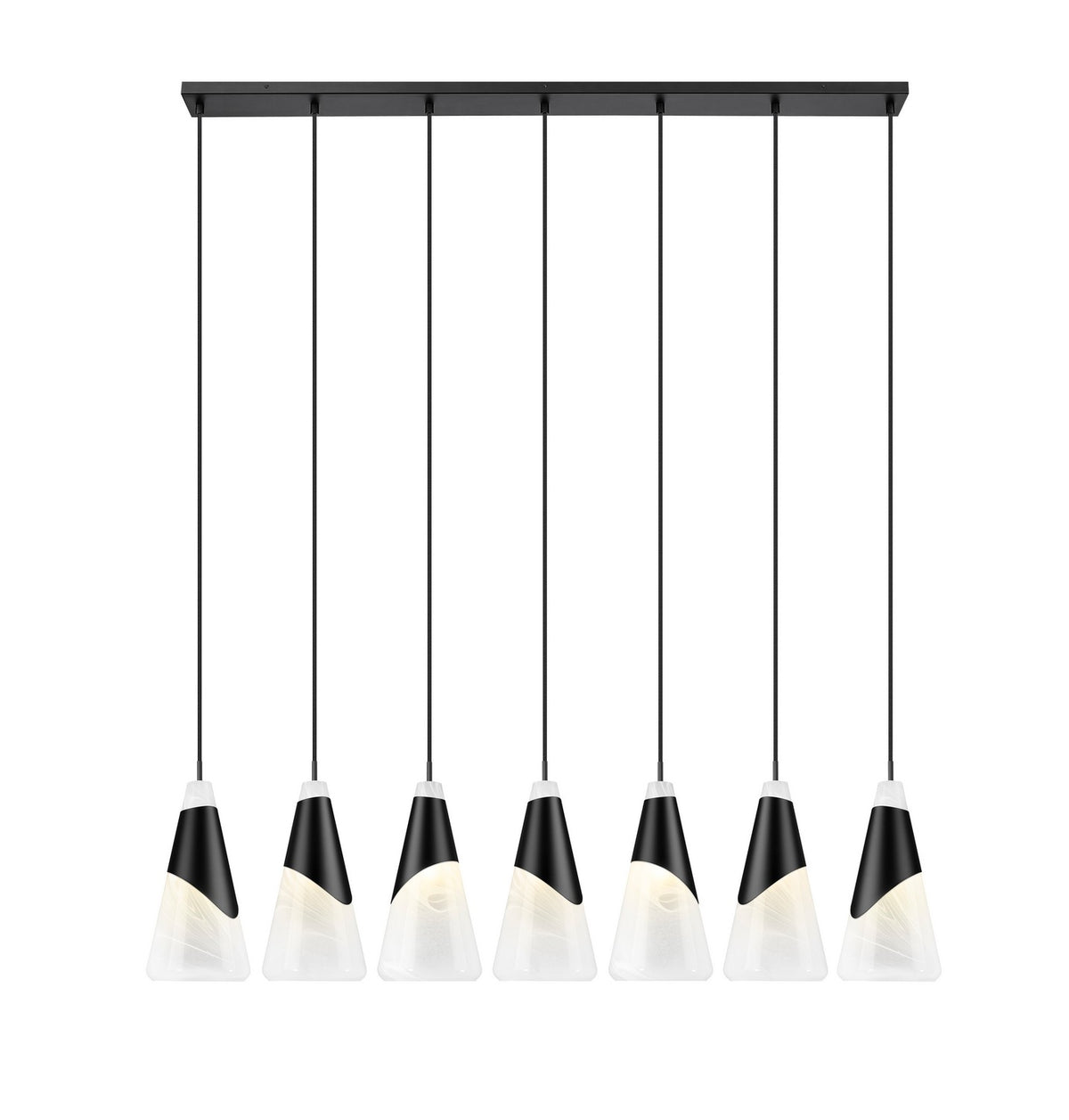 Suspension linéaire Aimie Noir mat, 7", nombre ampoules 7 – vue 3