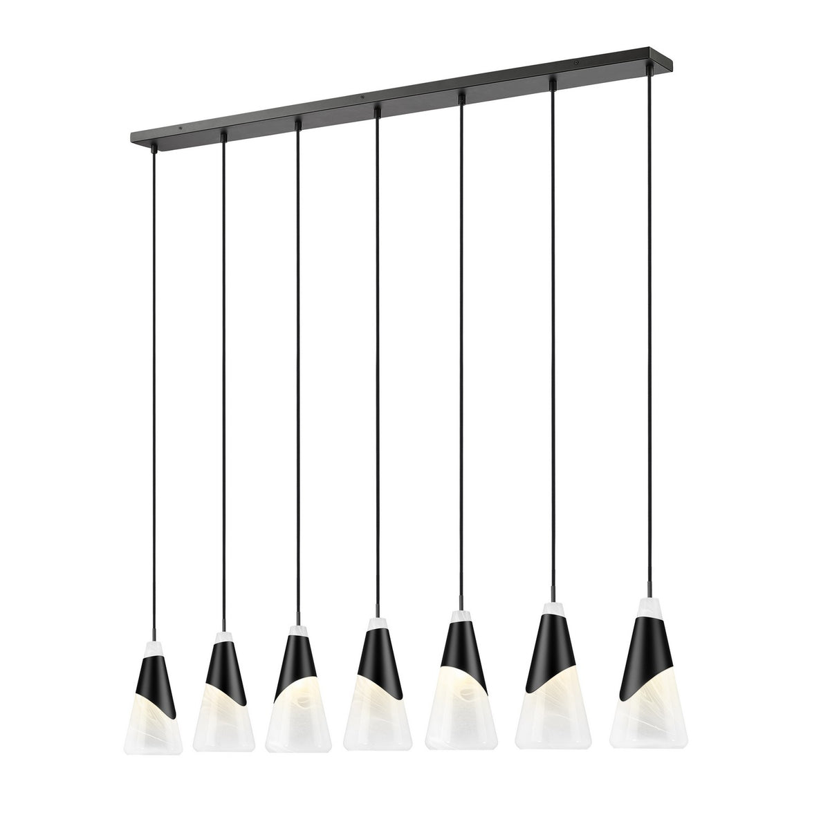 Suspension linéaire Aimie Noir mat, 7", nombre ampoules 7 – Z-Lite