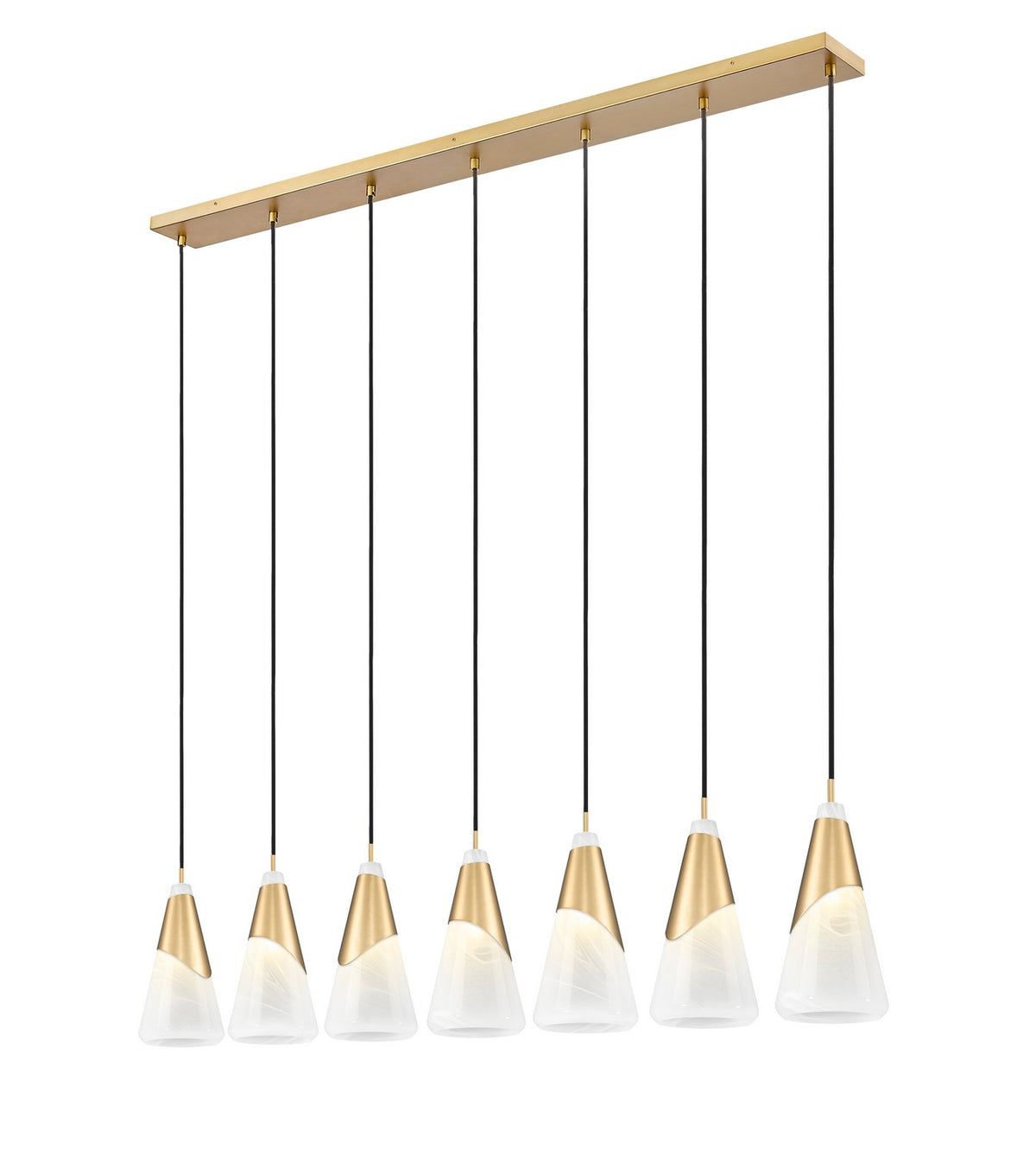 Suspension linéaire Aimie Or moderne, 7", nombre ampoules 7 – vue 2