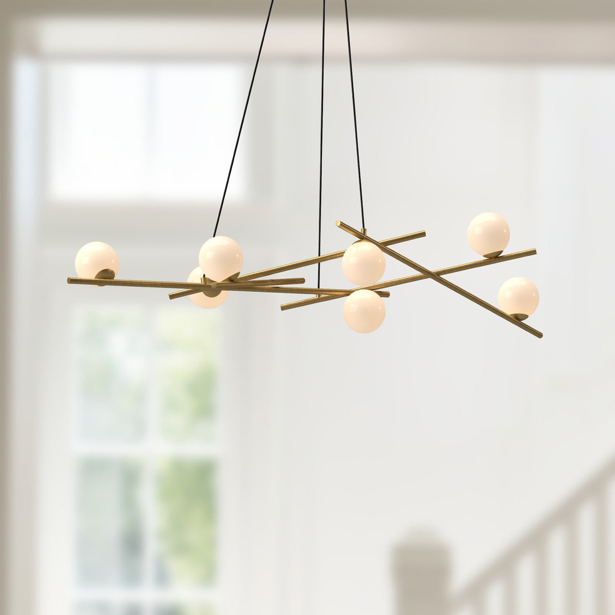 Suspension linéaire Amara Or brossé/Verre opale – vue 3