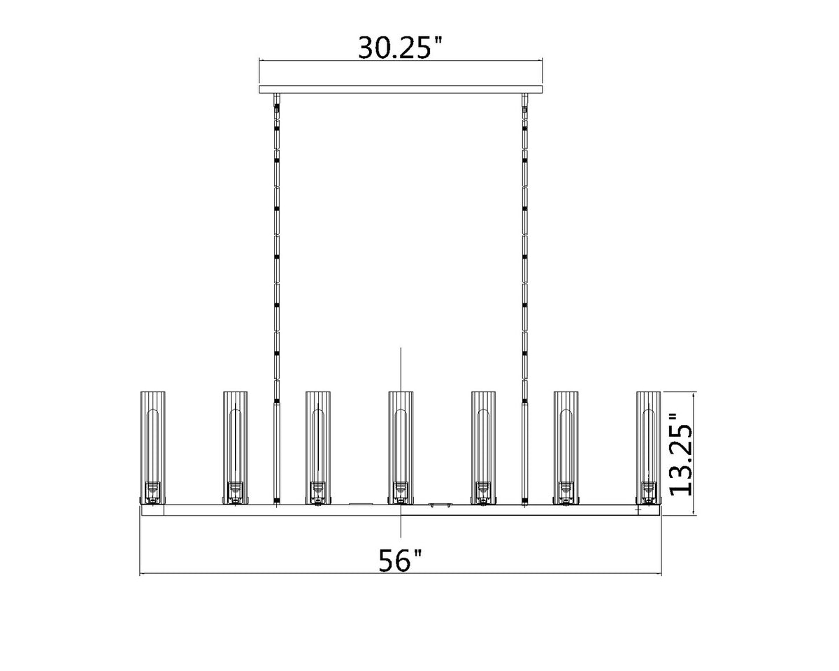 Suspension linéaire Beau Bronze, nombre ampoules 9 – vue 4